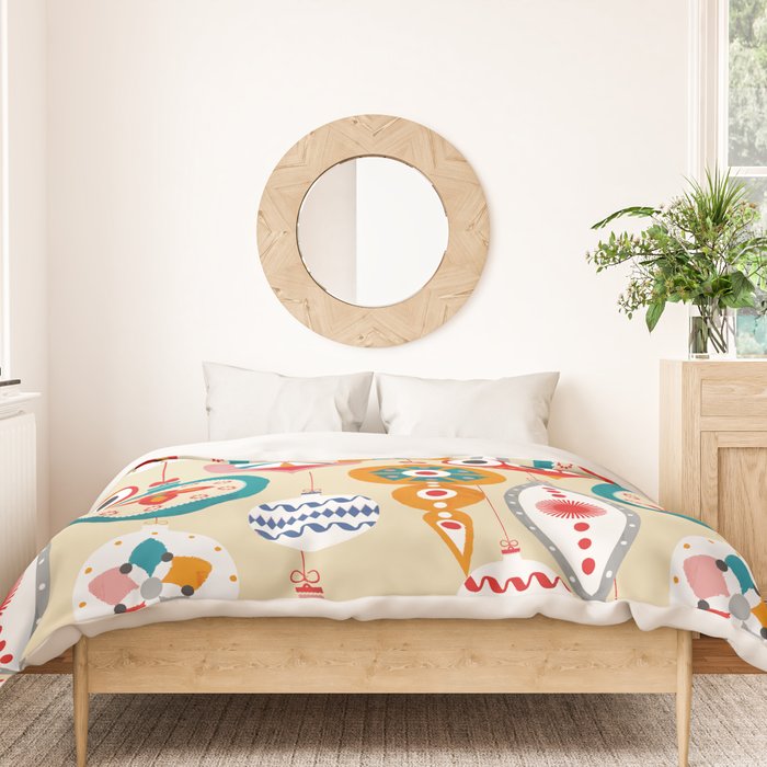 Retro christmas ornaments pattern Duvet Cover Gallery Image 3