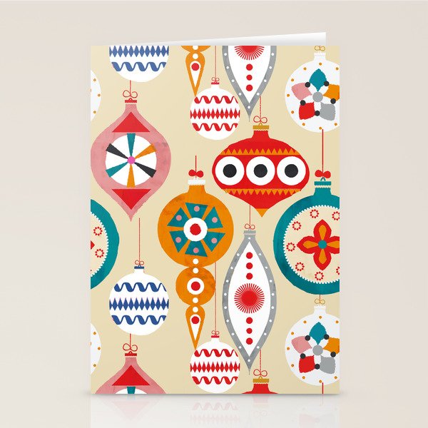 Retro christmas ornaments pattern Stationery Card Gallery Image 2