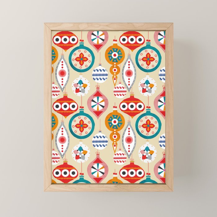 Retro christmas ornaments pattern Mini Art Print Gallery Image 1