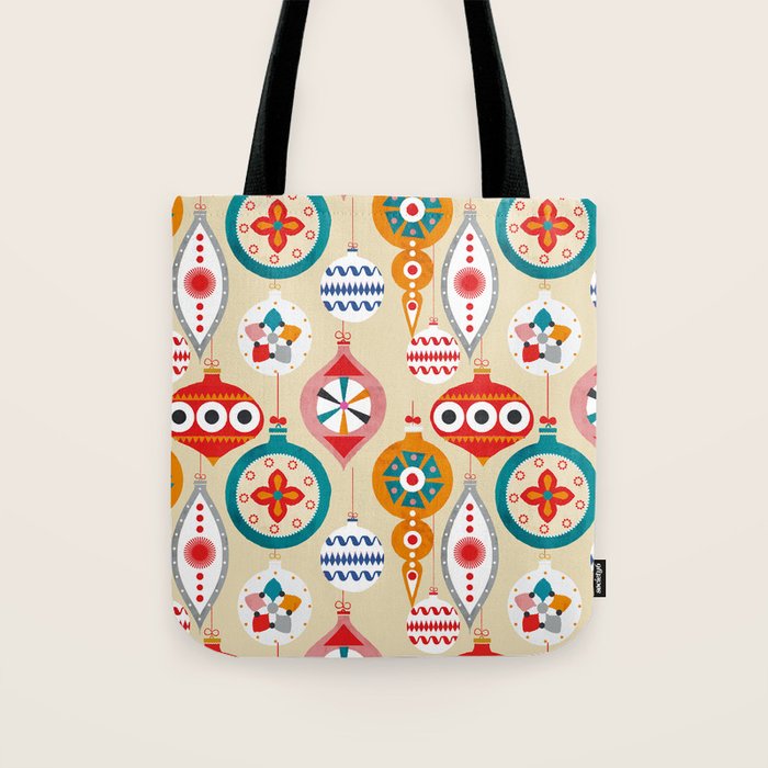 Retro christmas ornaments pattern Tote Bag Gallery Image 1