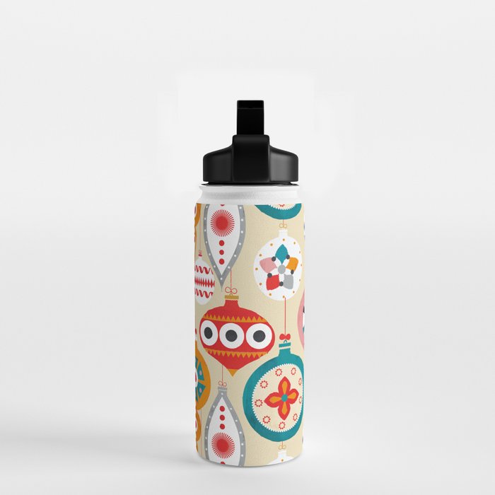 Retro christmas ornaments pattern Water Bottle Gallery Image 2