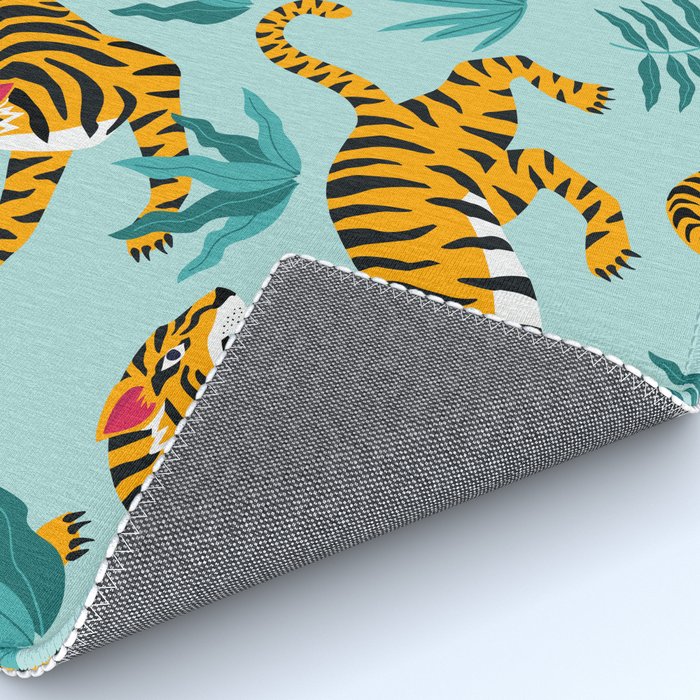 Asian tigers and tropic plants on background. Rug Gallery Image 4