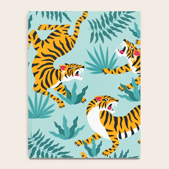 Asian tigers and tropic plants on background. Notebook Gallery Image 4