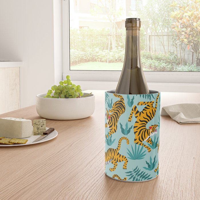 Asian tigers and tropic plants on background. Wine Chiller Gallery Image 4