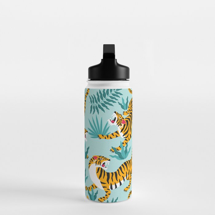 Asian tigers and tropic plants on background. Water Bottle Gallery Image 3