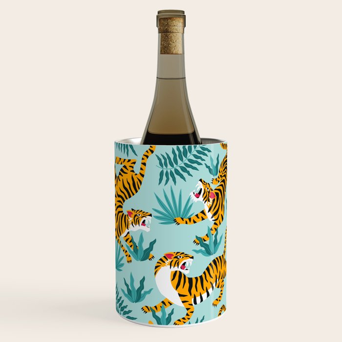 Asian tigers and tropic plants on background. Wine Chiller Gallery Image 3
