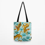 Asian tigers and tropic plants on background. Tote Bag Gallery Image 2