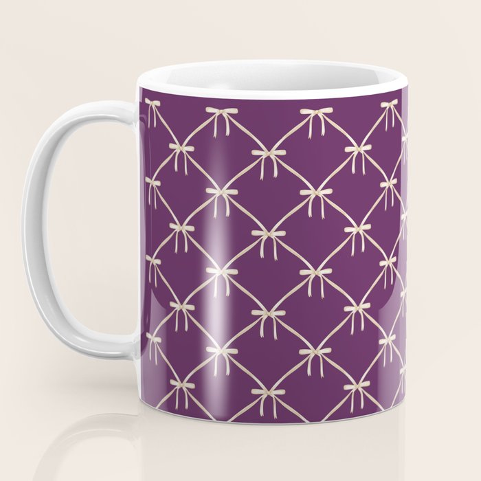 Bows & Ribbons Pattern XXXV Dark Purple Coffee Mug Gallery Image 3