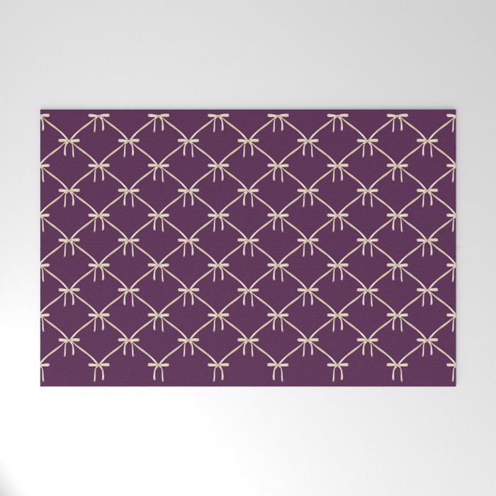 Bows & Ribbons Pattern XXXV Dark Purple Welcome Mat Gallery Image 1