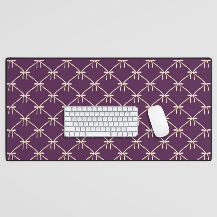Bows & Ribbons Pattern XXXV Dark Purple Desk Mat Gallery Image 1