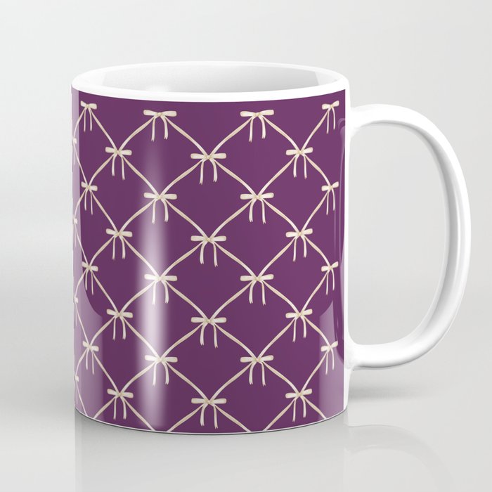 Bows & Ribbons Pattern XXXV Dark Purple Coffee Mug Gallery Image 1