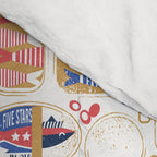 Vintage canned sardines // white background peacock teal and mandy red cans  Comforter Gallery Image 4