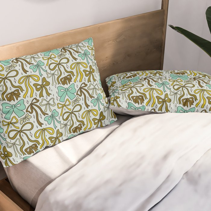 Blue Bow Print Pillow Sham Gallery Image 2