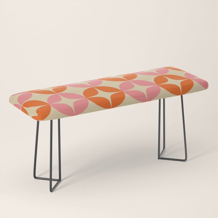 Mid Century Modern Pattern in Pink and Orange Bench Gallery Image 1