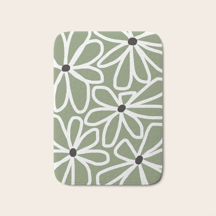Daisy chain - sage Bath Mat Gallery Image 1