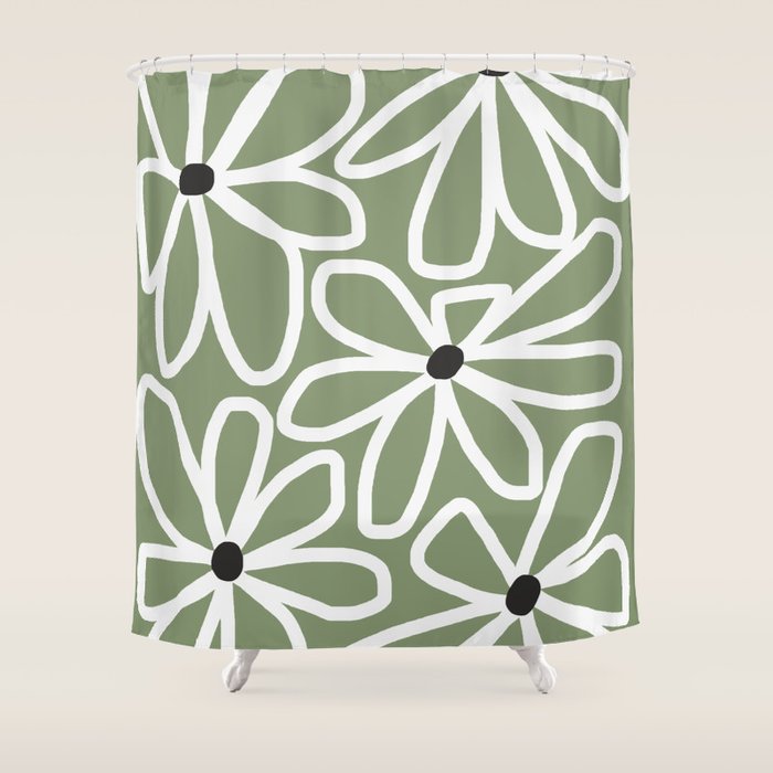 Daisy chain - sage Shower Curtain Gallery Image 1