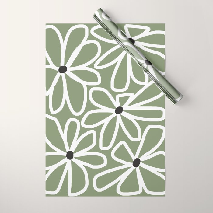 Daisy chain - sage Wrapping Paper Gallery Image 1