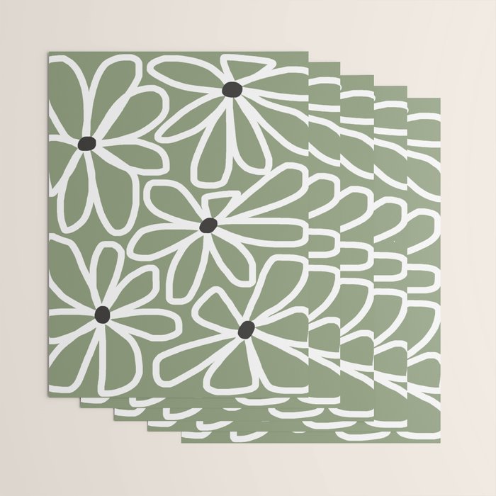 Daisy chain - sage Wrapping Paper Gallery Image 3
