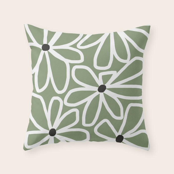 Daisy chain - sage Throw Pillow Gallery Image 6