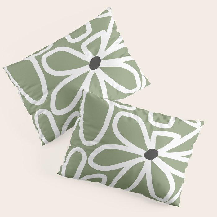 Daisy chain - sage Pillow Sham Gallery Image 3