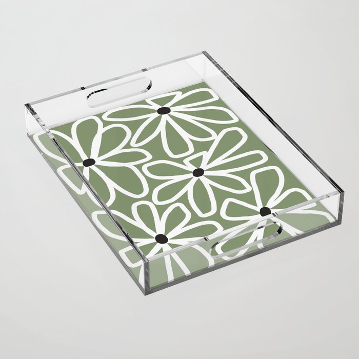 Daisy chain - sage Acrylic Tray Gallery Image 1