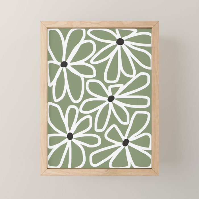 Daisy chain - sage Mini Art Print Gallery Image 1