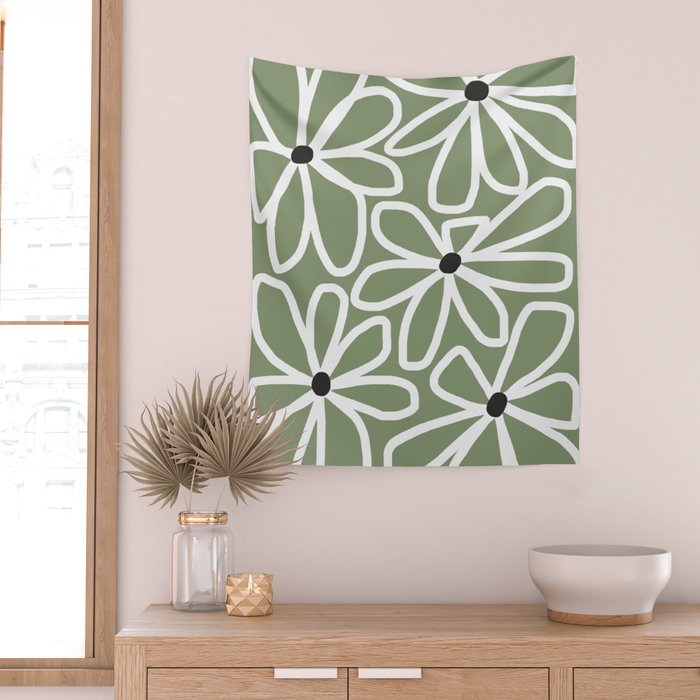 Daisy chain - sage Wall Tapestry Gallery Image 2