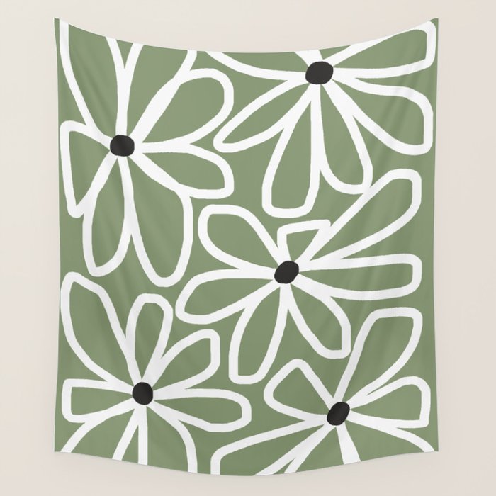 Daisy chain - sage Wall Tapestry Gallery Image 4