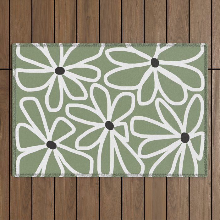 Daisy chain - sage Outdoor Rug Gallery Image 1