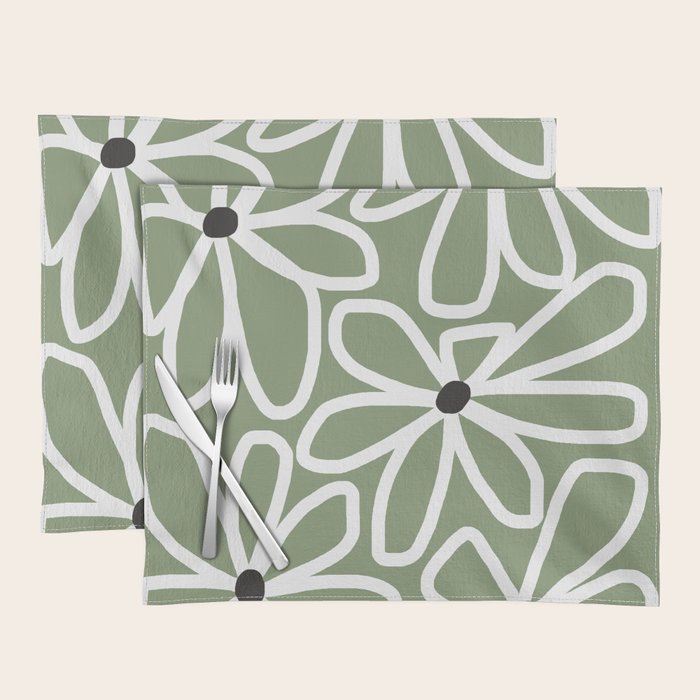 Daisy chain - sage Placemat Gallery Image 1