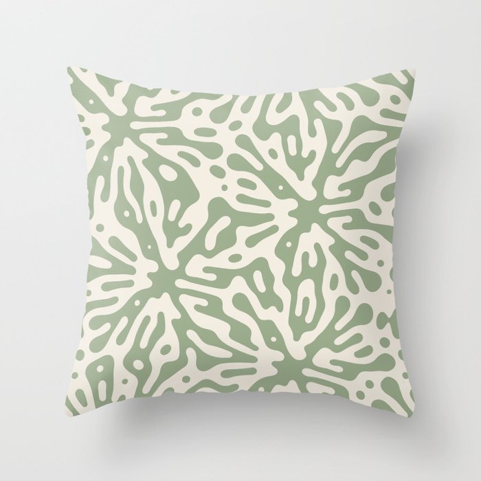 Organic Matter in Ivory and Green Throw Pillow Gallery Image 1