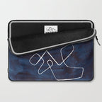 Minimalist Minimal Line Drawing Maze Dark Navy Blue Painting Mid Century Modern Cool Funky Trendy Laptop Sleeve Gallery Image 2