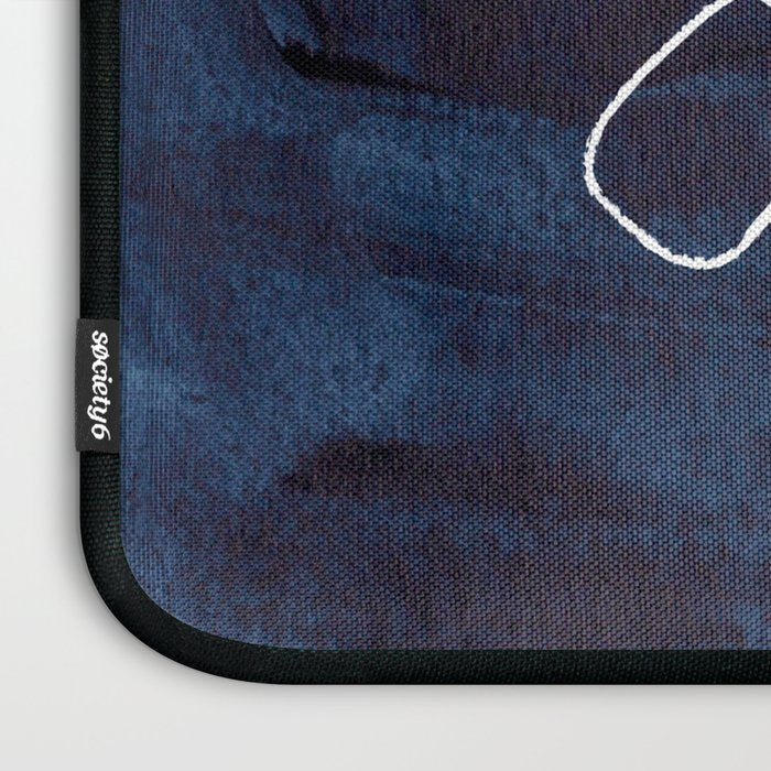 Minimalist Minimal Line Drawing Maze Dark Navy Blue Painting Mid Century Modern Cool Funky Trendy Laptop Sleeve Gallery Image 3