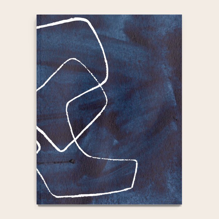 Minimalist Minimal Line Drawing Maze Dark Navy Blue Painting Mid Century Modern Cool Funky Trendy Notebook Gallery Image 4