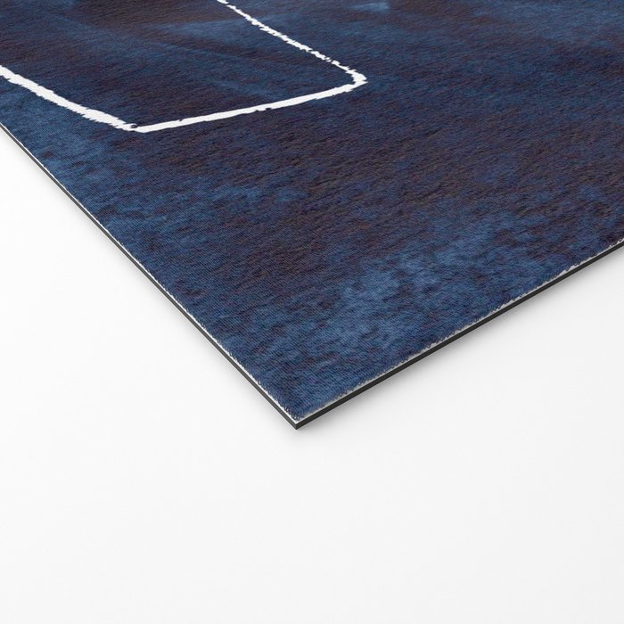 Minimalist Minimal Line Drawing Maze Dark Navy Blue Painting Mid Century Modern Cool Funky Trendy Welcome Mat Gallery Image 2