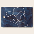 Minimalist Minimal Line Drawing Maze Dark Navy Blue Painting Mid Century Modern Cool Funky Trendy Cutting Board Gallery Image 1