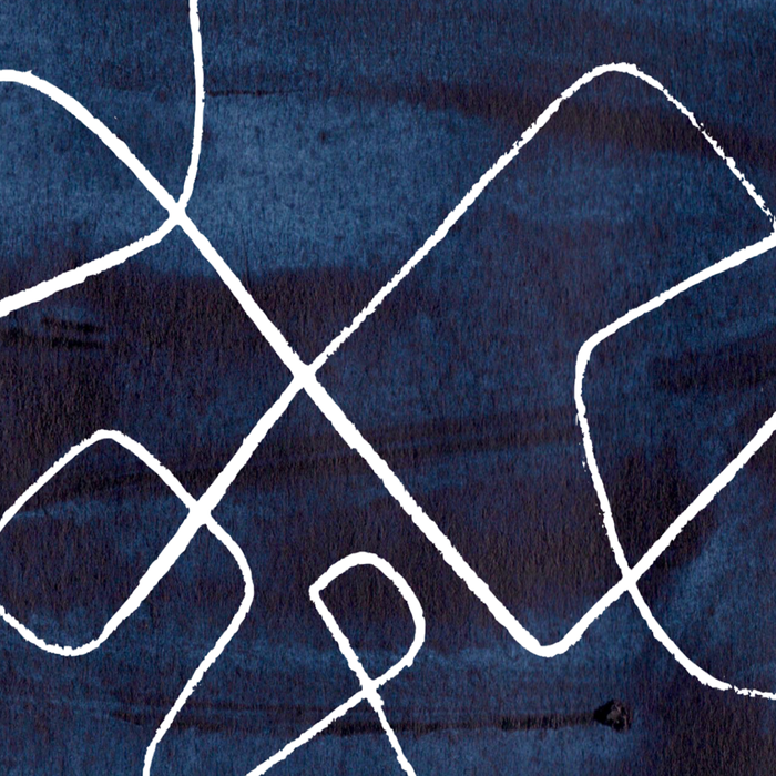 Minimalist Minimal Line Drawing Maze Dark Navy Blue Painting Mid Century Modern Cool Funky Trendy Coffee Mug Gallery Image 2