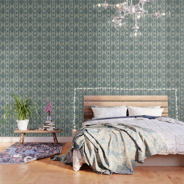 Coastal Ikat Stripe - weathered blue Wallpaper Gallery Image 3