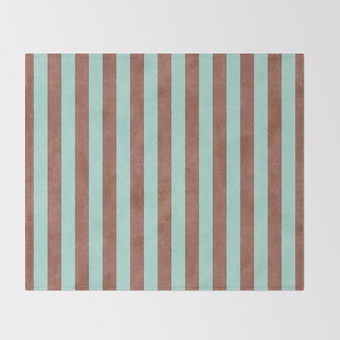 STRIPES - 005 - brown and teal Throw Blanket Gallery Image 2