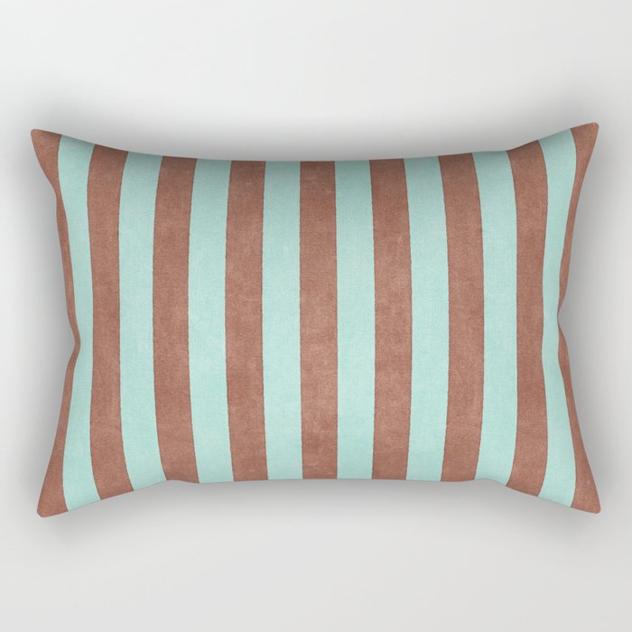 STRIPES - 005 - brown and teal Rectangular Pillow Gallery Image 1