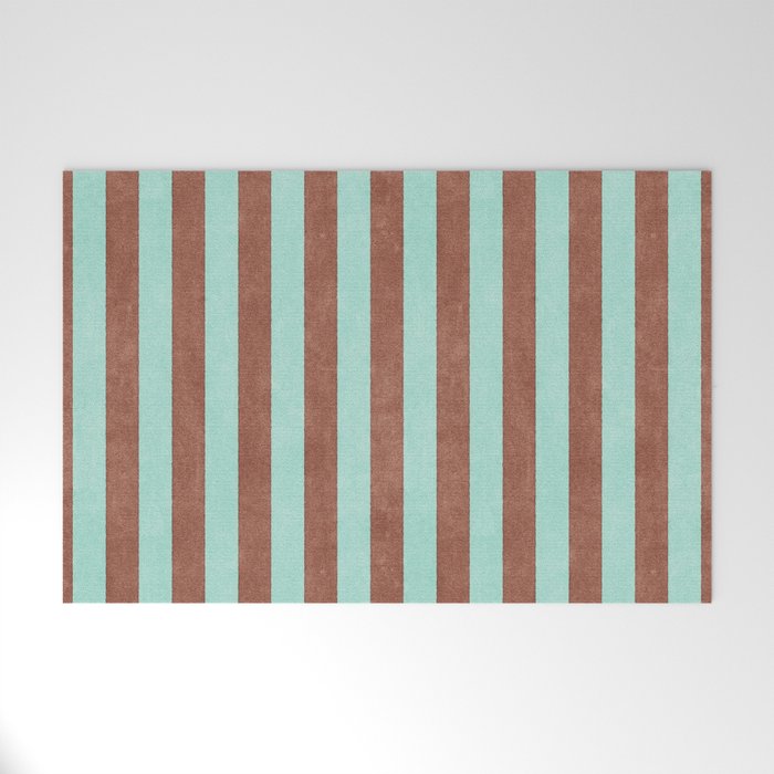 STRIPES - 005 - brown and teal Welcome Mat Gallery Image 1