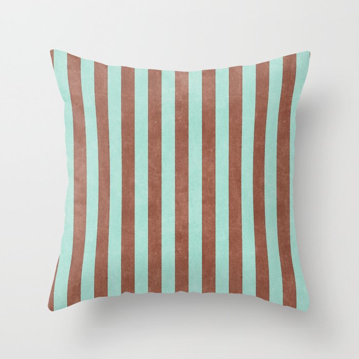 STRIPES - 005 - brown and teal Throw Pillow Gallery Image 1