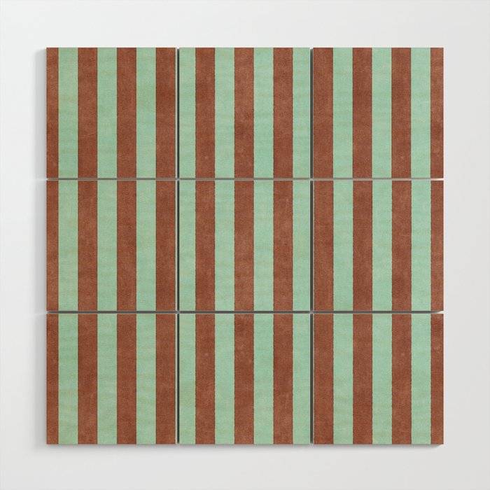 STRIPES - 005 - brown and teal Wood Wall Art Gallery Image 1