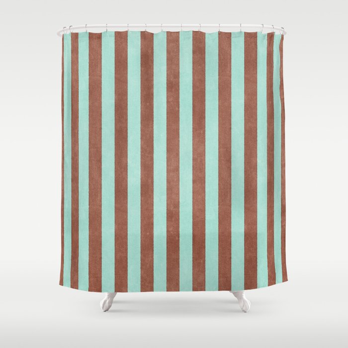 STRIPES - 005 - brown and teal Shower Curtain Gallery Image 1