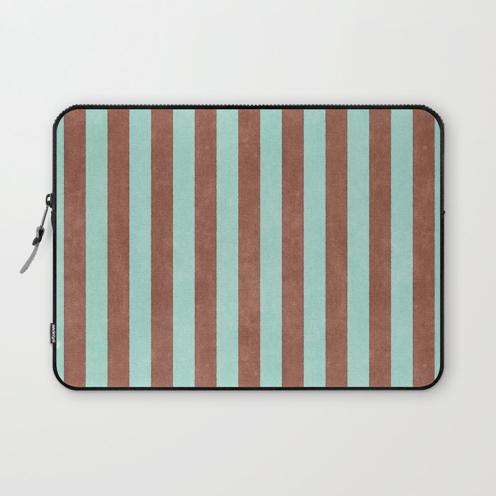 STRIPES - 005 - brown and teal Laptop Sleeve Gallery Image 1