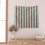 STRIPES - 005 - brown and teal Wall Tapestry Gallery Image 2