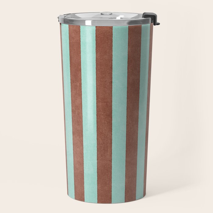 STRIPES - 005 - brown and teal Travel Mug Gallery Image 2