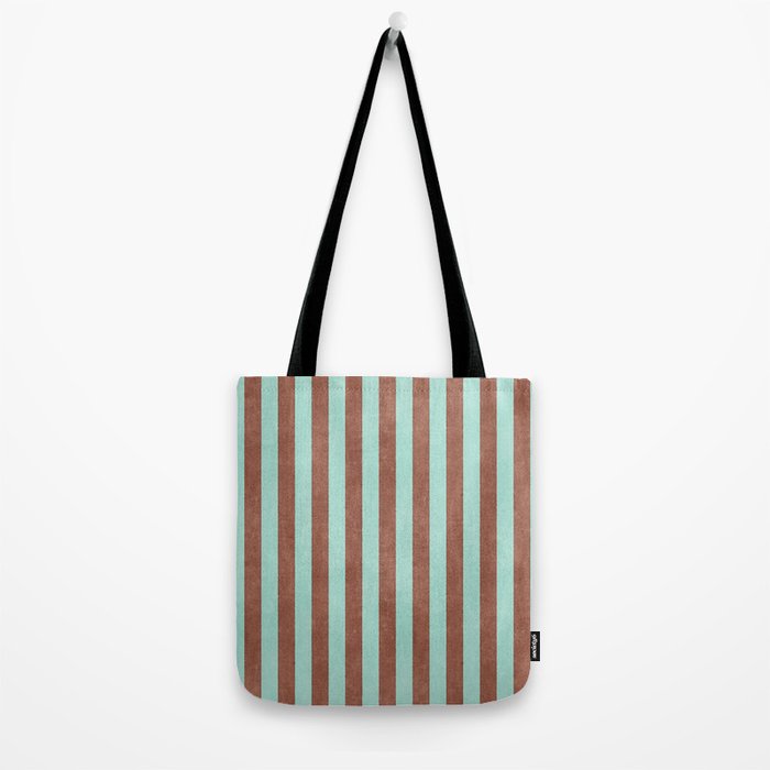 STRIPES - 005 - brown and teal Tote Bag Gallery Image 2
