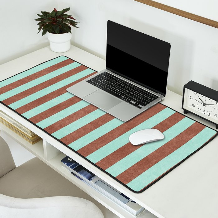 STRIPES - 005 - brown and teal Desk Mat Gallery Image 2