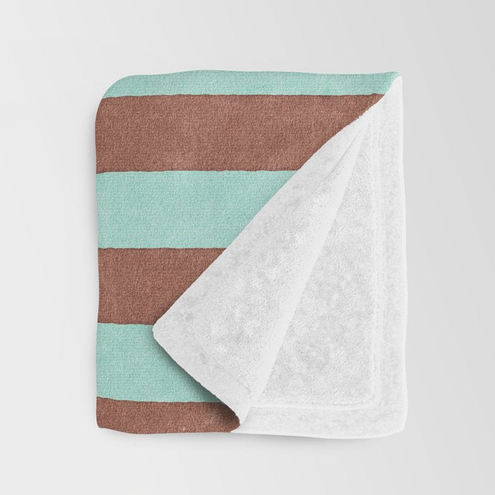 STRIPES - 005 - brown and teal Throw Blanket Gallery Image 3